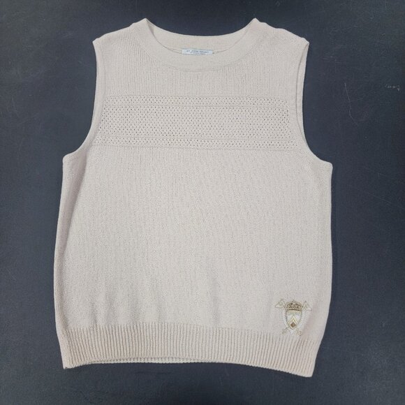 Vintage St. John Sport Sweater Vest Beige Med Preppy Golf Closet Staple Classic - Picture 5 of 7